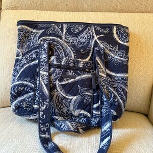 Vera Bradley Navy and White Paisley Tote